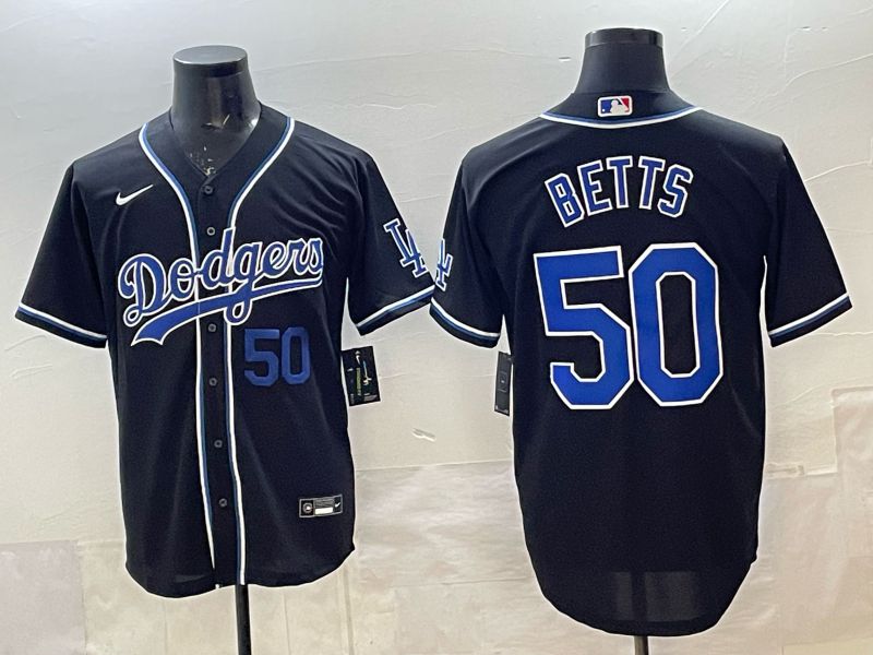 Men 2025 Nike Los Angeles Dodgers #50 Betts Black MLB Jersey style 005->los angeles dodgers->MLB Jersey